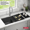 Lavabo de cocina tipo estación de trabajo con dos receptáculos calibre 16 de 33" de montaje bajo encimera, con reborde WorkFlow™ y accesorios